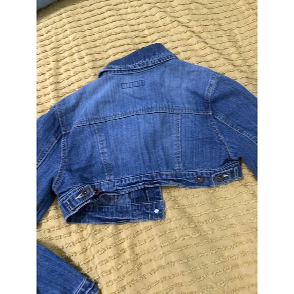 Plugg crop jean denim jacket with rhinestone pockets vintage y2k Medium - Picture 6 of 6